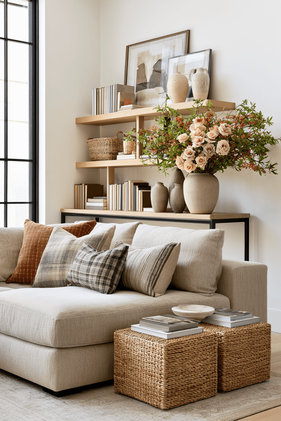 27 Cozy Console Table Decorating Behind Couch Looks