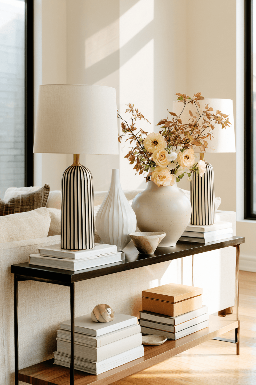 27 Cozy Console Table Decorating Behind Couch Looks