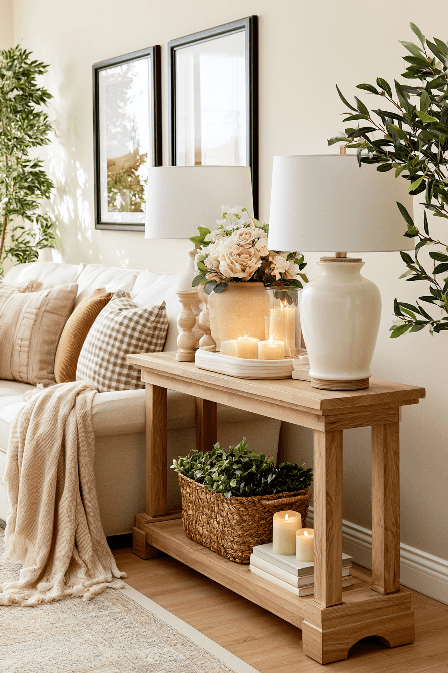 27 Cozy Console Table Decorating Behind Couch Looks