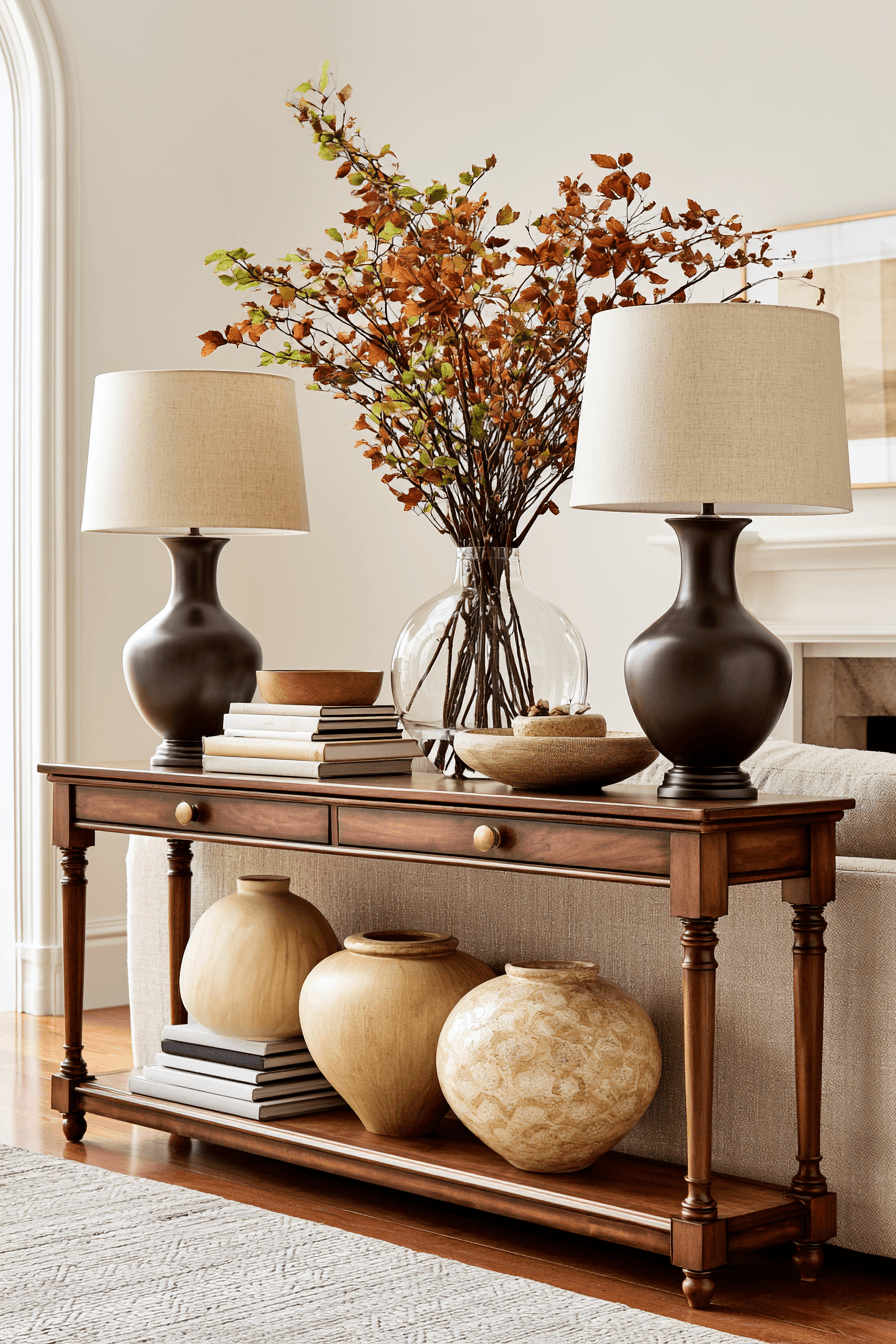 27 Cozy Console Table Decorating Behind Couch Looks