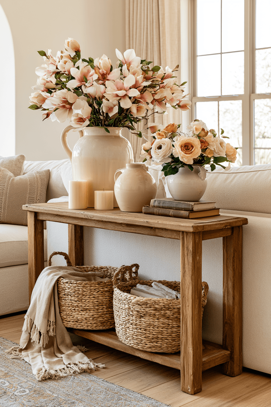 27 Cozy Console Table Decorating Behind Couch Looks