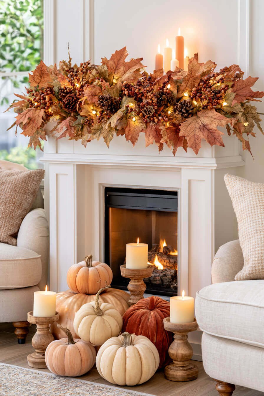 27 Cozy Fall Garland Mantel Ideas