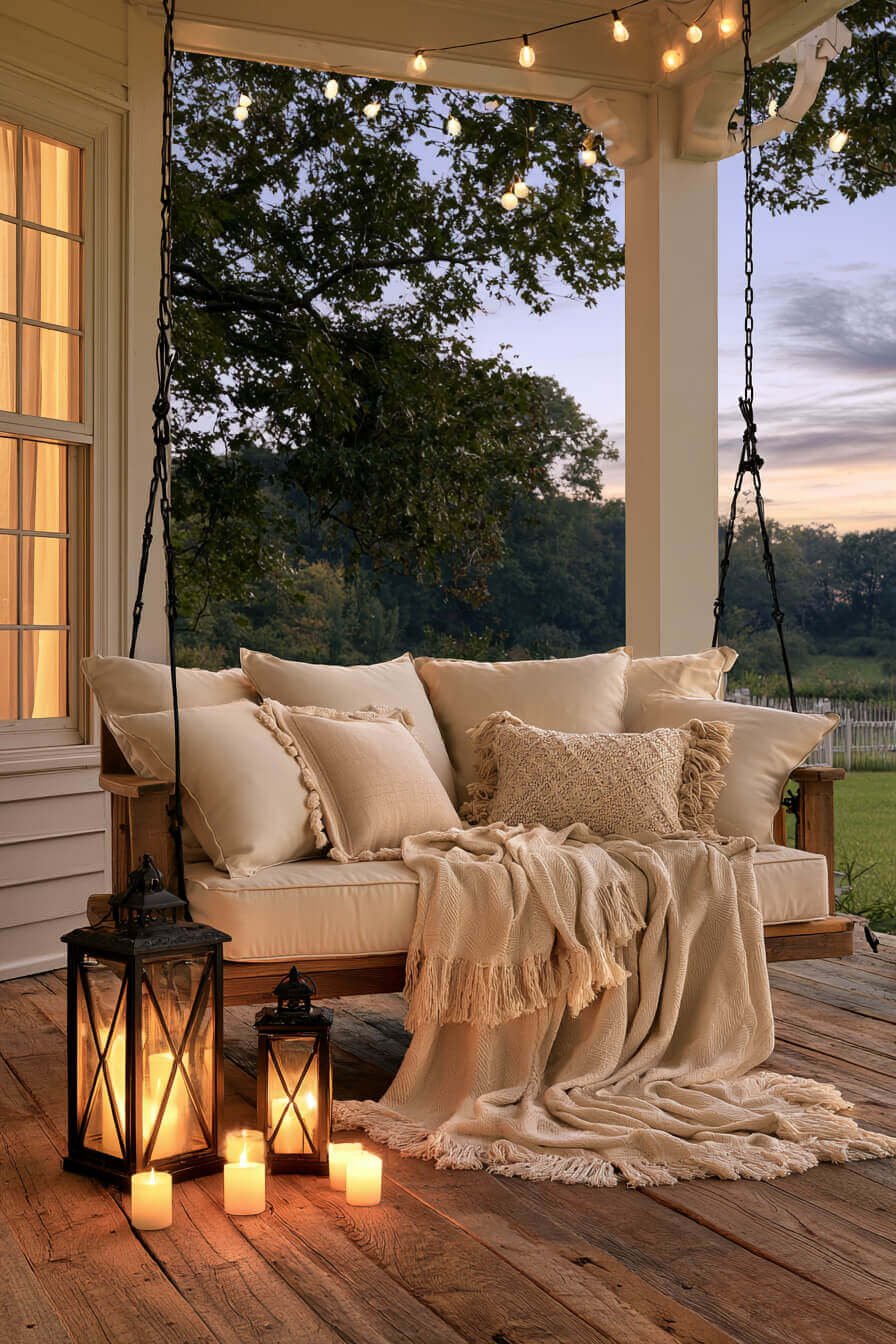 27 Creative Porch Swing Decorating Ideas