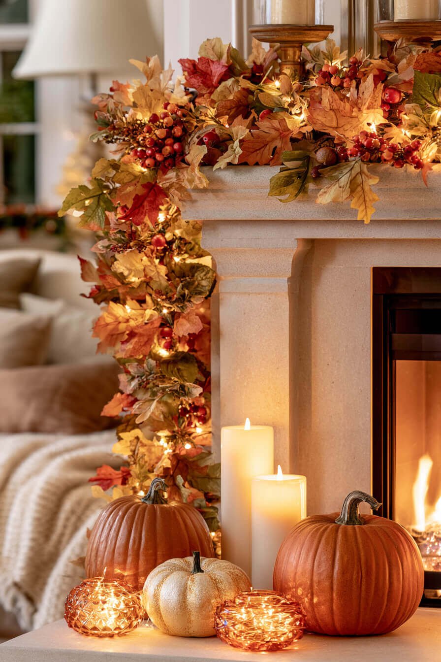 27 Cozy Fall Garland Mantel Ideas