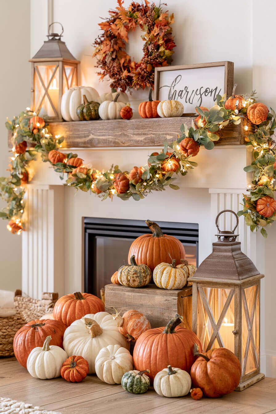 27 Cozy Fall Garland Mantel Ideas