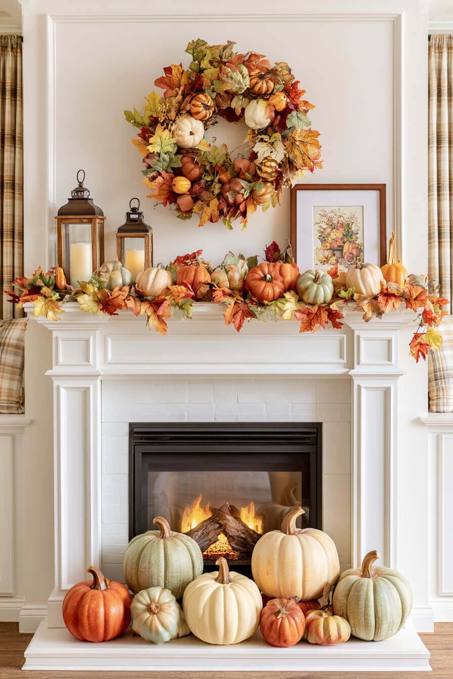 27 Cozy Fall Garland Mantel Ideas