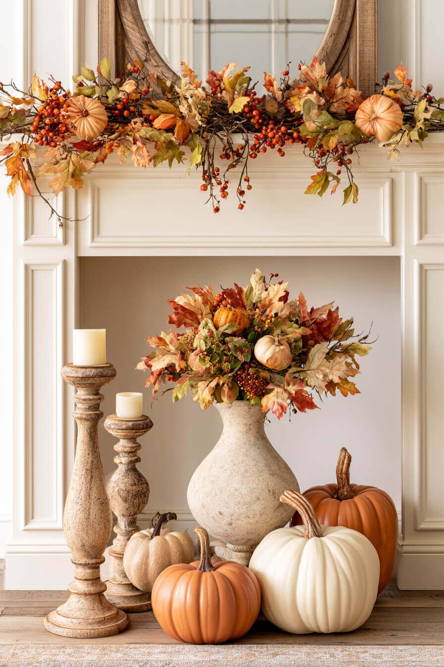 27 Cozy Fall Garland Mantel Ideas