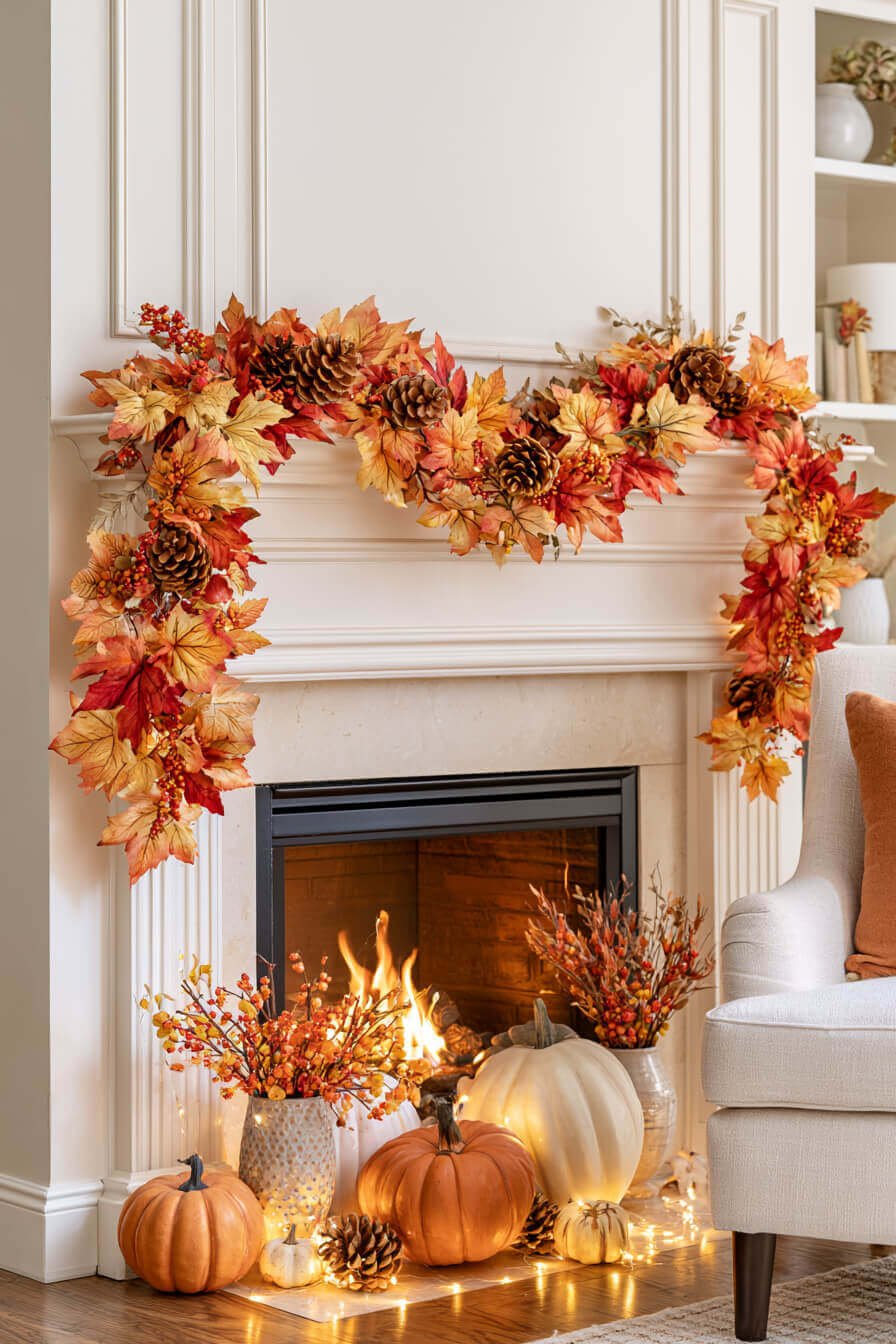 27 Cozy Fall Garland Mantel Ideas