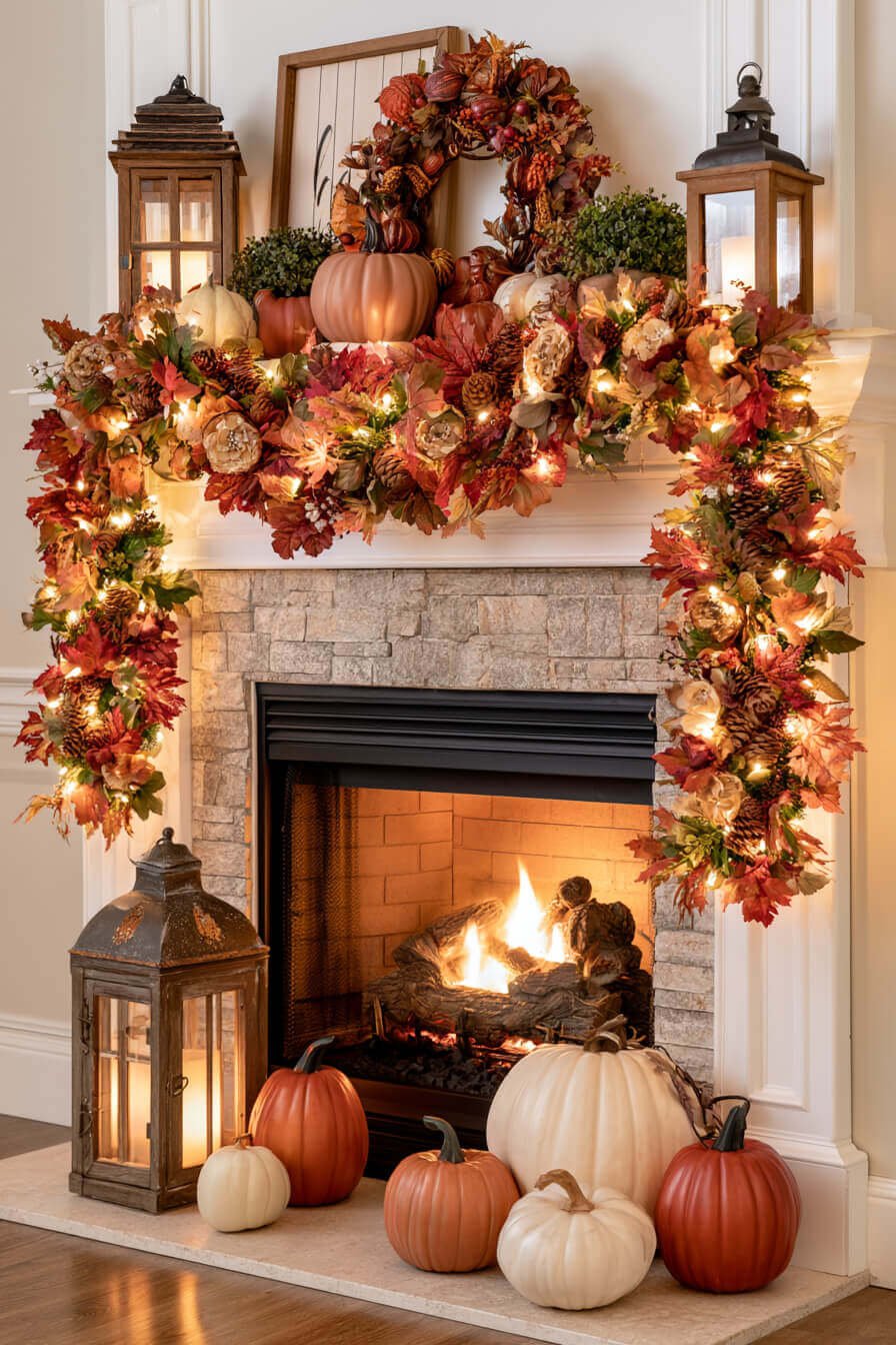 27 Cozy Fall Garland Mantel Ideas