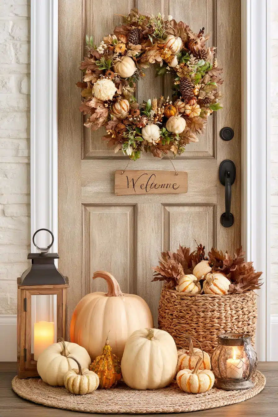 27 Gorgeous Fall Front Door Wreaths for a Warm Autumn Welcome