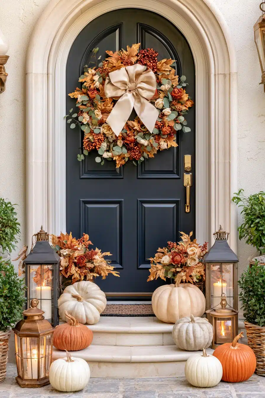 27 Gorgeous Fall Front Door Wreaths for a Warm Autumn Welcome