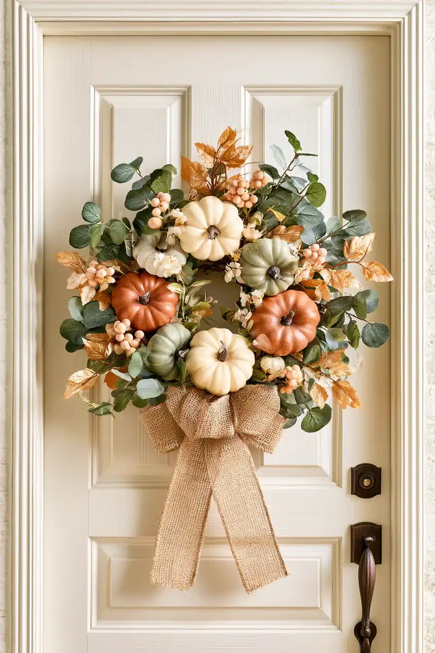 27 Gorgeous Fall Front Door Wreaths for a Warm Autumn Welcome