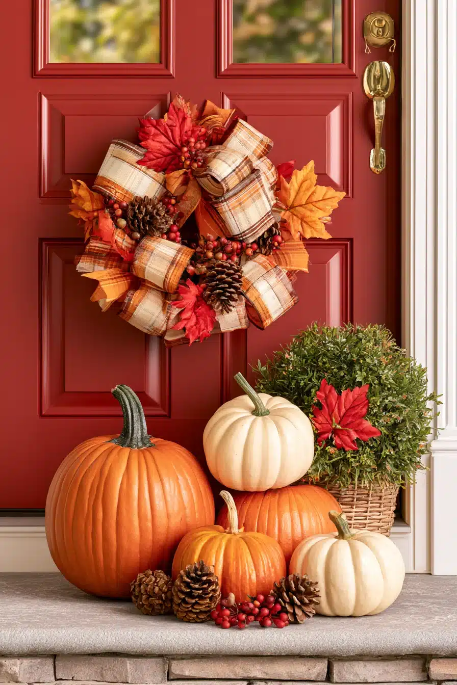 27 Gorgeous Fall Front Door Wreaths for a Warm Autumn Welcome