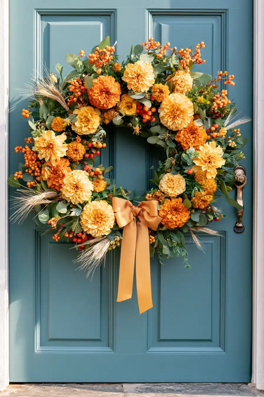 27 Gorgeous Fall Front Door Wreaths for a Warm Autumn Welcome