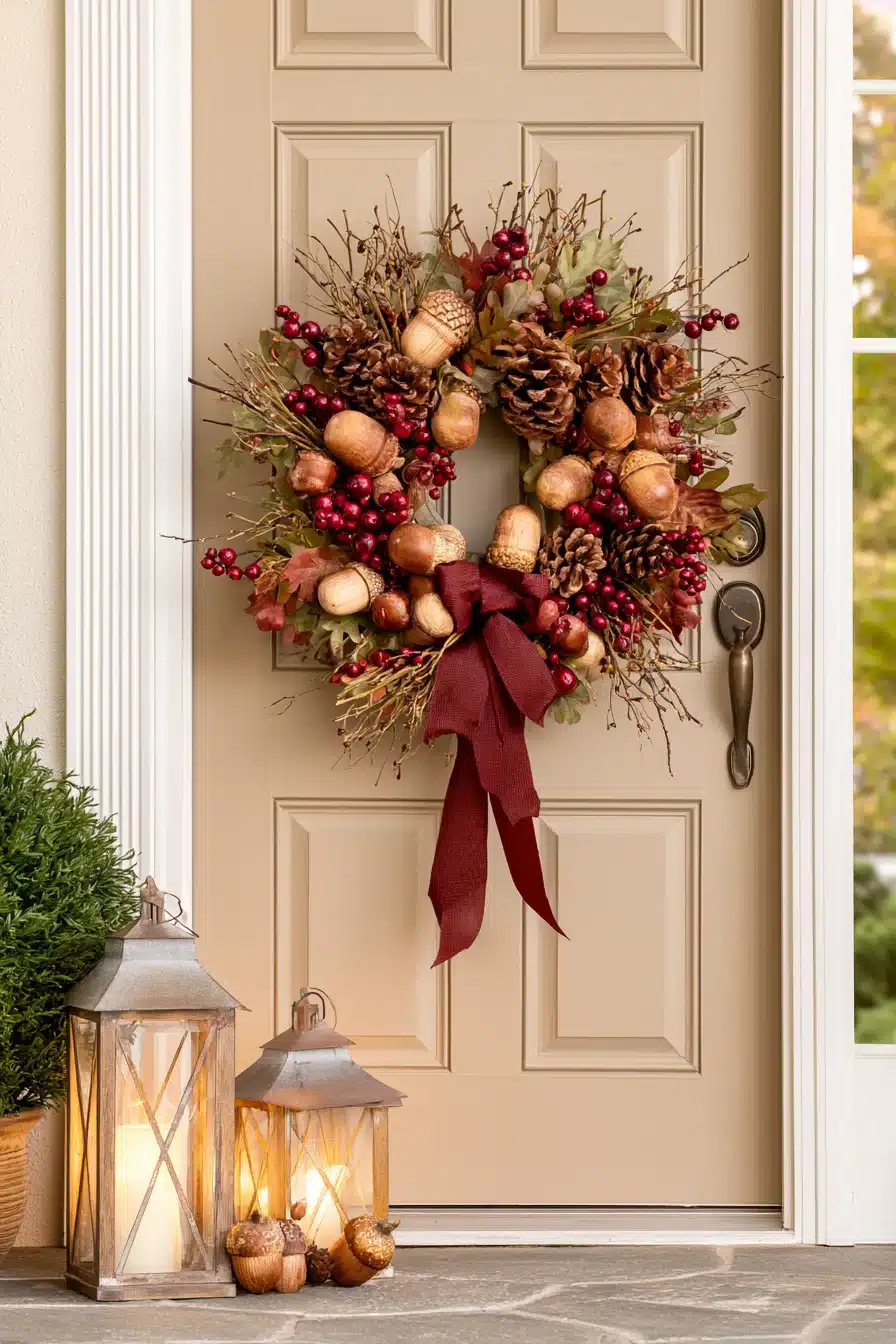 27 Gorgeous Fall Front Door Wreaths for a Warm Autumn Welcome