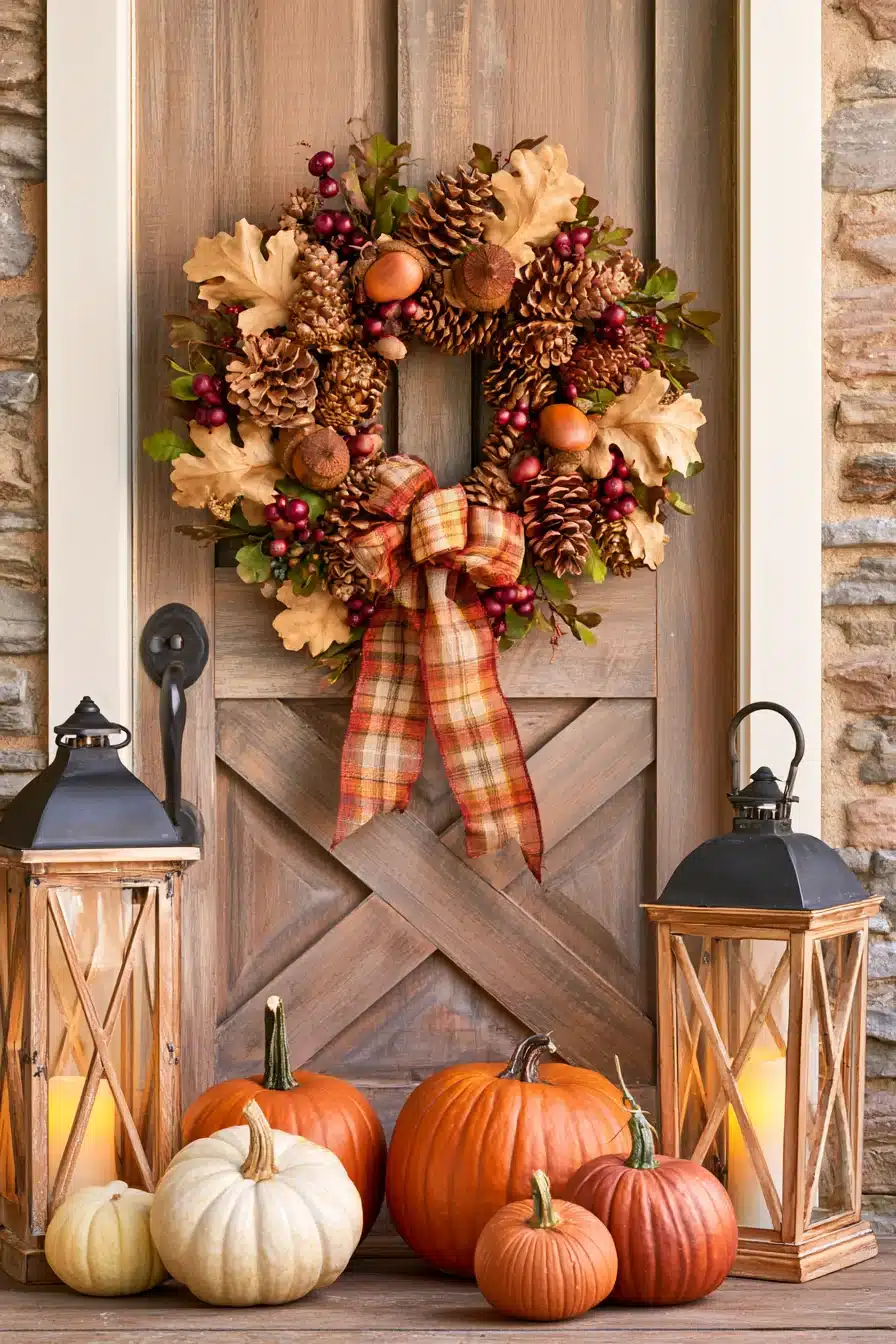 27 Gorgeous Fall Front Door Wreaths for a Warm Autumn Welcome