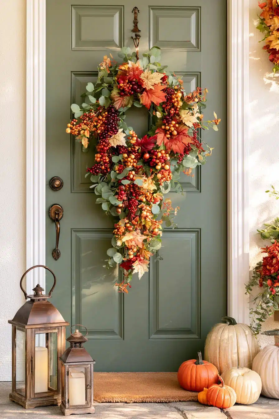 27 Gorgeous Fall Front Door Wreaths for a Warm Autumn Welcome