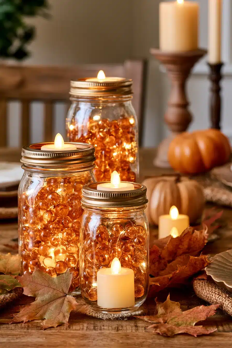 27 Cozy Fall Mason Jar Centerpieces for a Beautiful Autumn Table