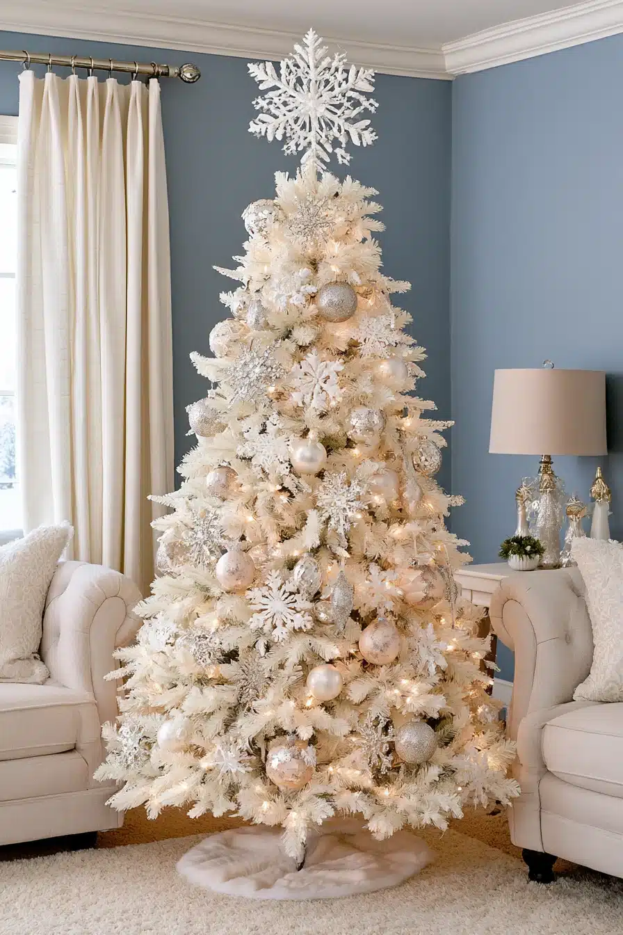27 Magical White Christmas Tree Ideas For A Dreamy Holiday Home