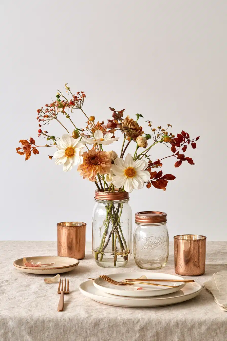 27 Cozy Fall Mason Jar Centerpieces for a Beautiful Autumn Table