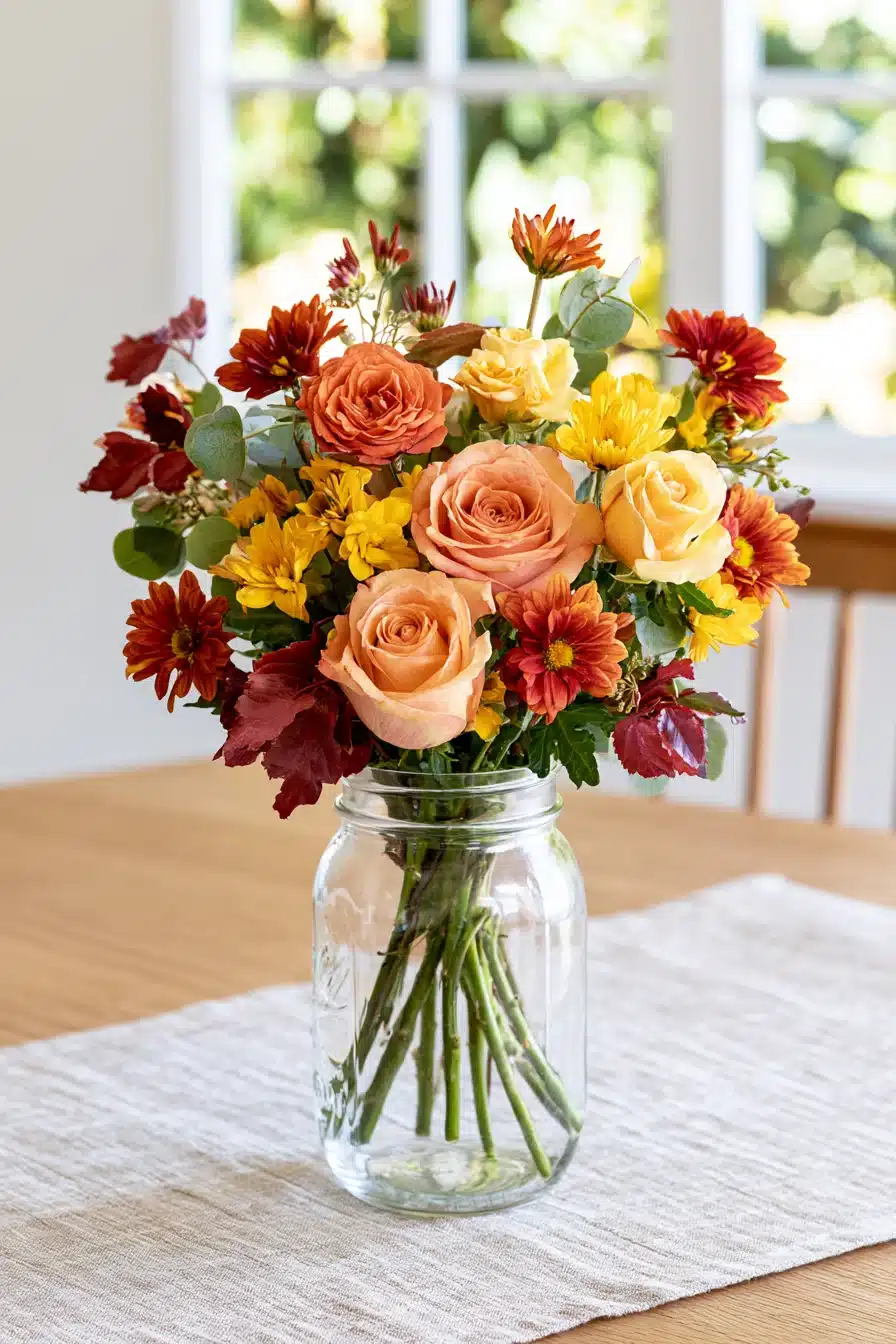 27 Cozy Fall Mason Jar Centerpieces for a Beautiful Autumn Table