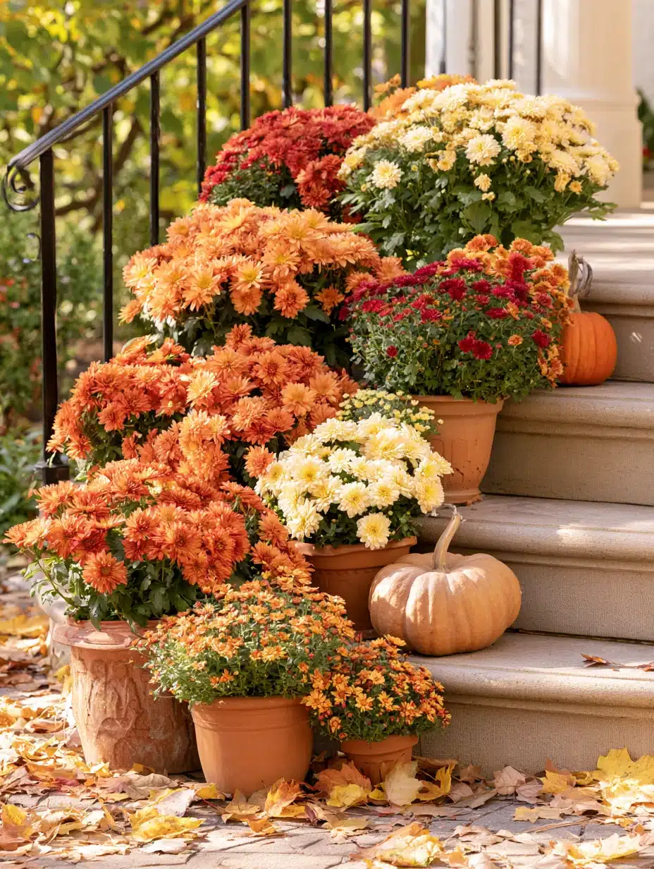 27 Gorgeous Mums Front Porch Ideas for a Colorful Fall Welcome