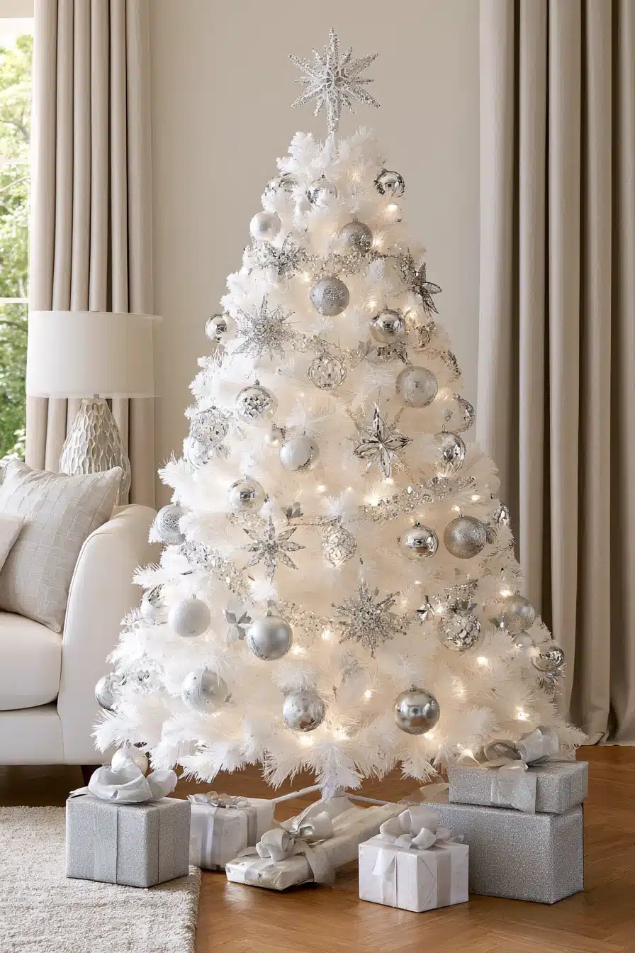 27 Magical White Christmas Tree Ideas For A Dreamy Holiday Home