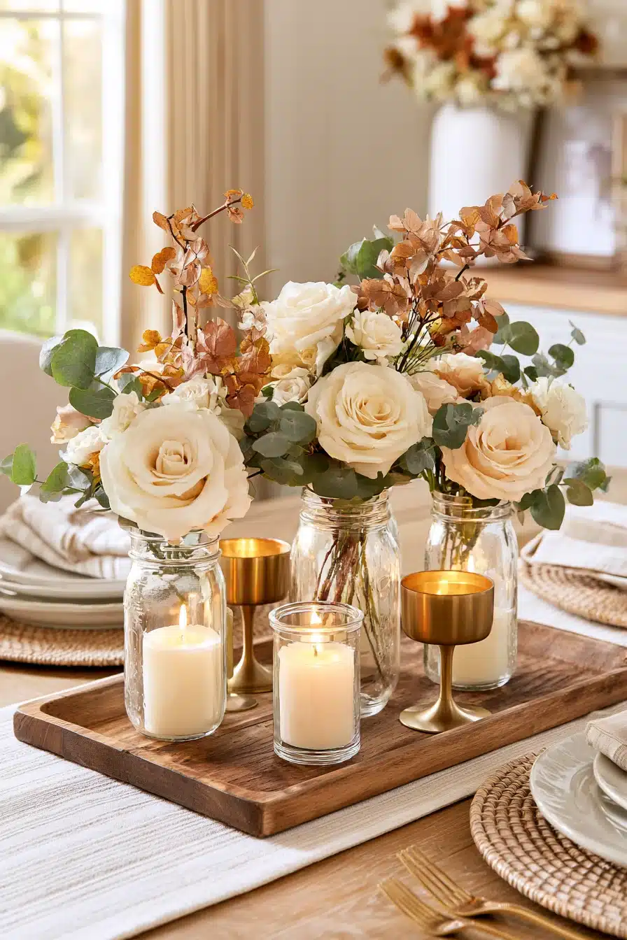 27 Cozy Fall Mason Jar Centerpieces for a Beautiful Autumn Table