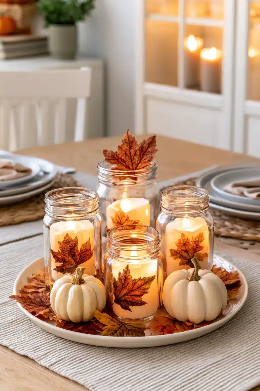 27 Cozy Fall Mason Jar Centerpieces for a Beautiful Autumn Table