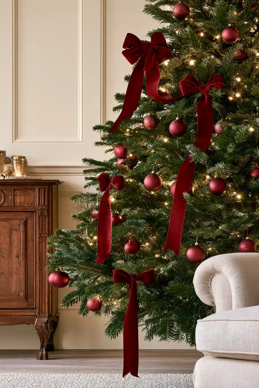 27 Elegant Burgundy Christmas Tree Ideas for a Cozy Holiday Home