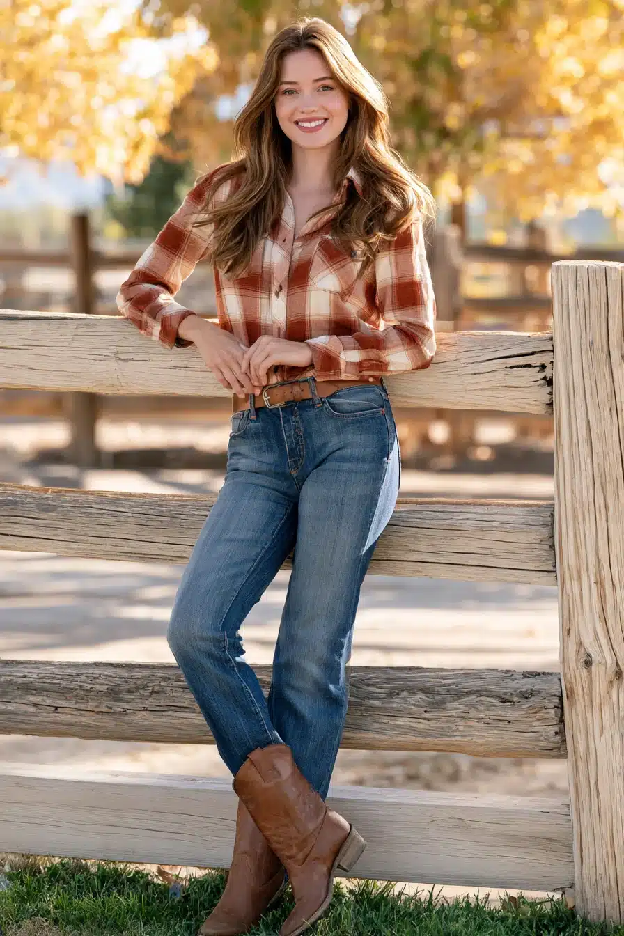 27 Cute Western Fall Outfits With Boots Denim and Cozy Layers