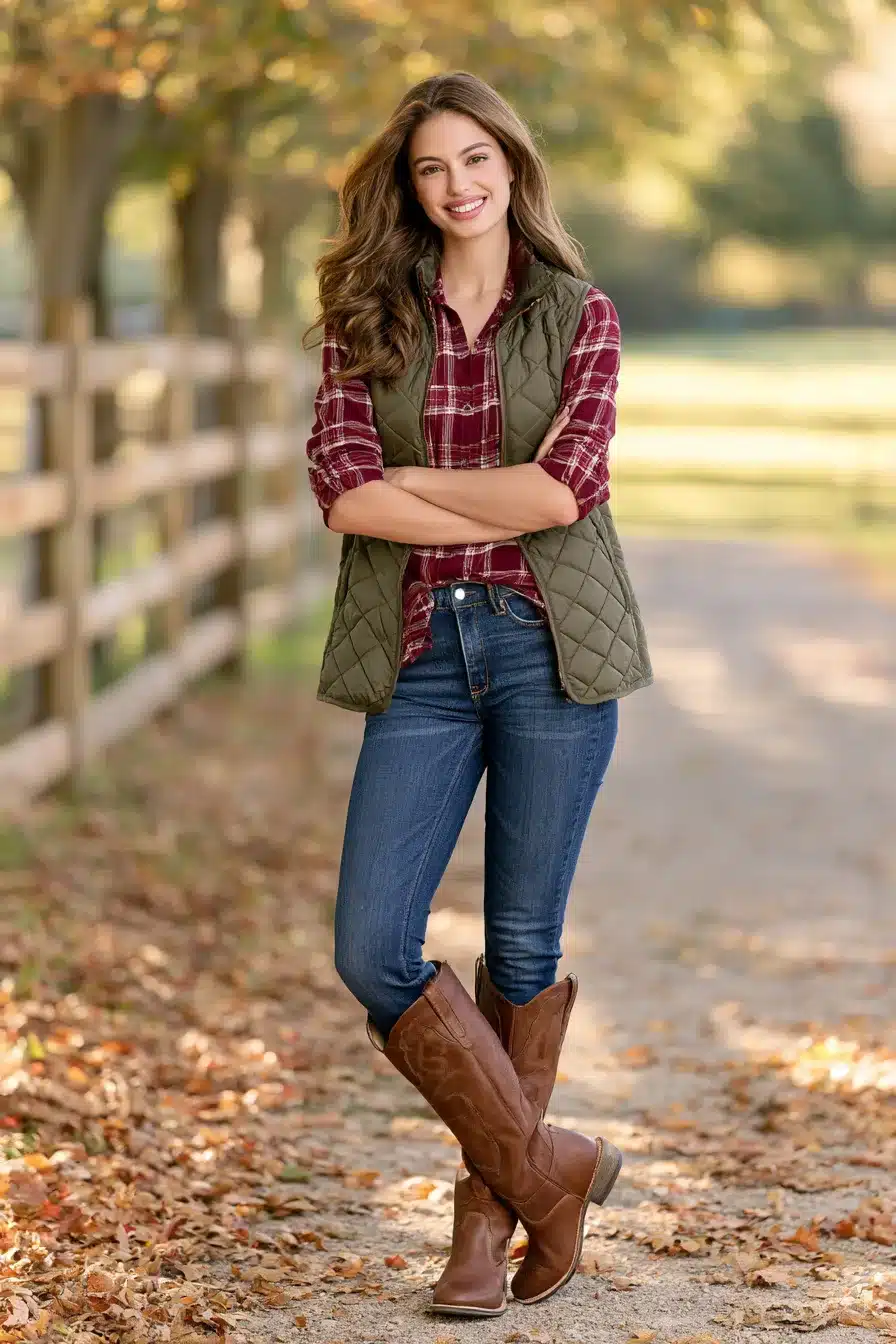 27 Cute Western Fall Outfits With Boots Denim and Cozy Layers