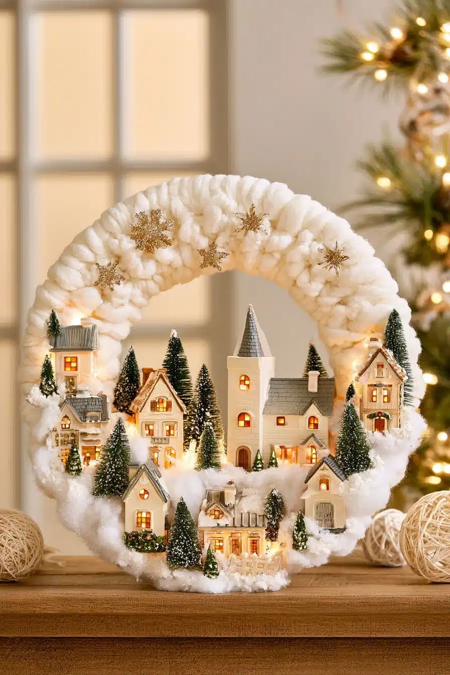 27 Cozy Christmas Yarn Wreaths to Make Your Front Door Feel Festive
