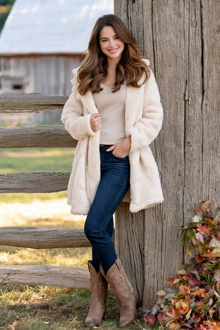 27 Cute Western Fall Outfits With Boots Denim and Cozy Layers
