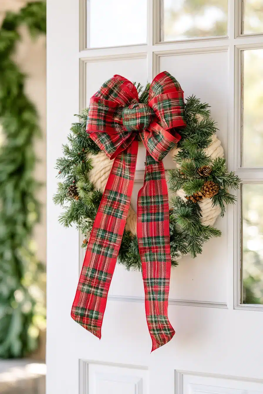 27 Cozy Christmas Yarn Wreaths to Make Your Front Door Feel Festive