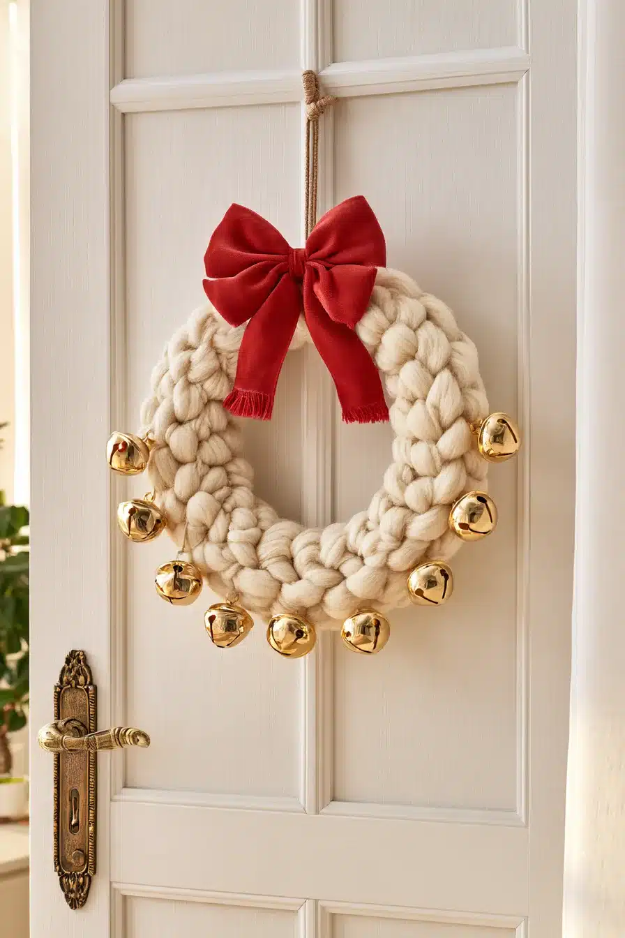 27 Cozy Christmas Yarn Wreaths to Make Your Front Door Feel Festive