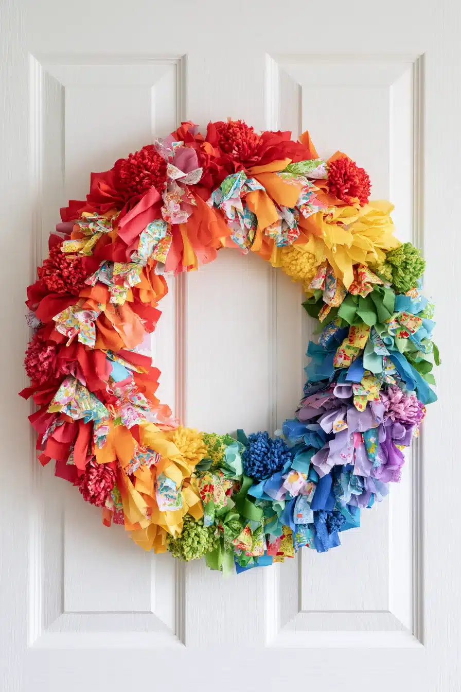 27 Charming Rag Wreaths to Create With Colorful Fabric Scraps
