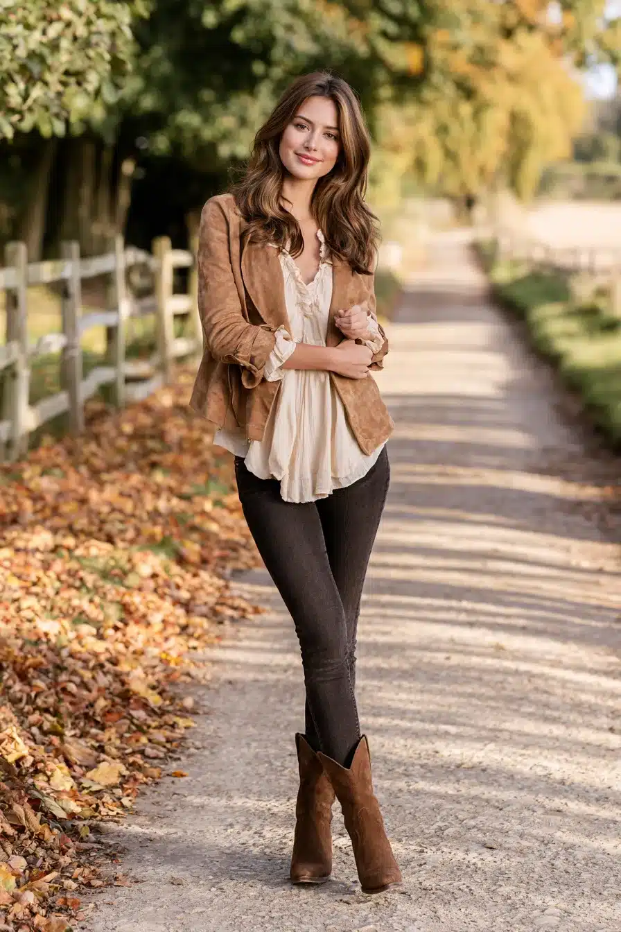 27 Cute Western Fall Outfits With Boots Denim and Cozy Layers