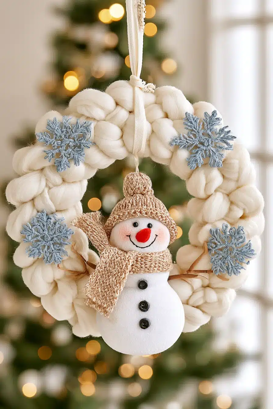 27 Cozy Christmas Yarn Wreaths to Make Your Front Door Feel Festive