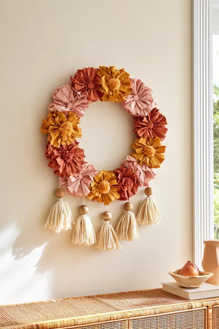 27 Charming Rag Wreaths to Create With Colorful Fabric Scraps