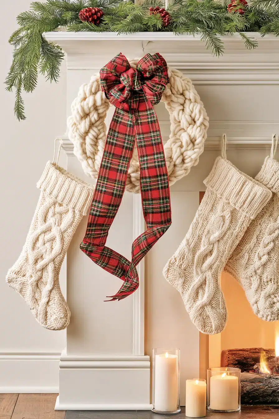27 Cozy Christmas Yarn Wreaths to Make Your Front Door Feel Festive