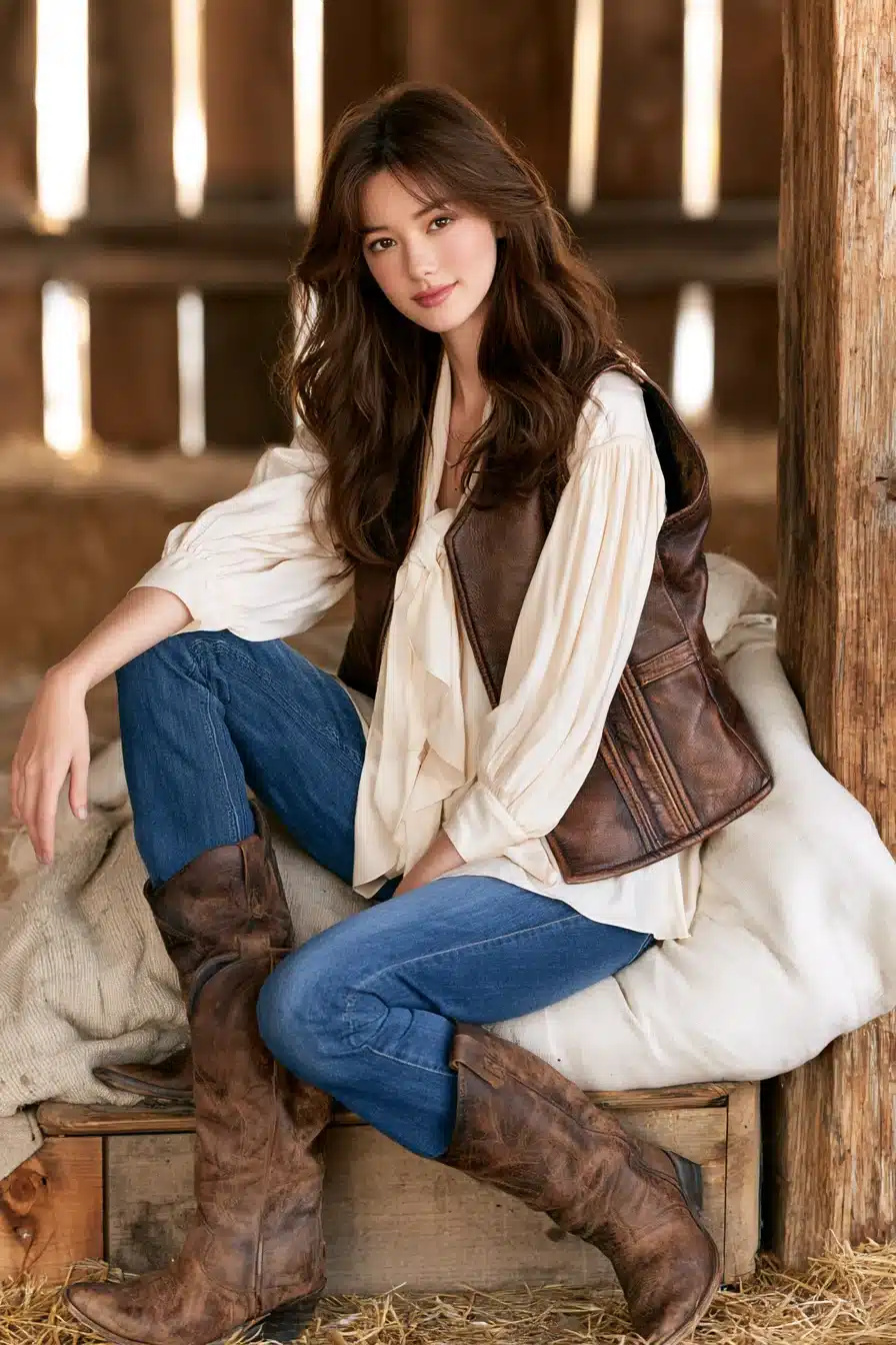 27 Cute Western Fall Outfits With Boots Denim and Cozy Layers