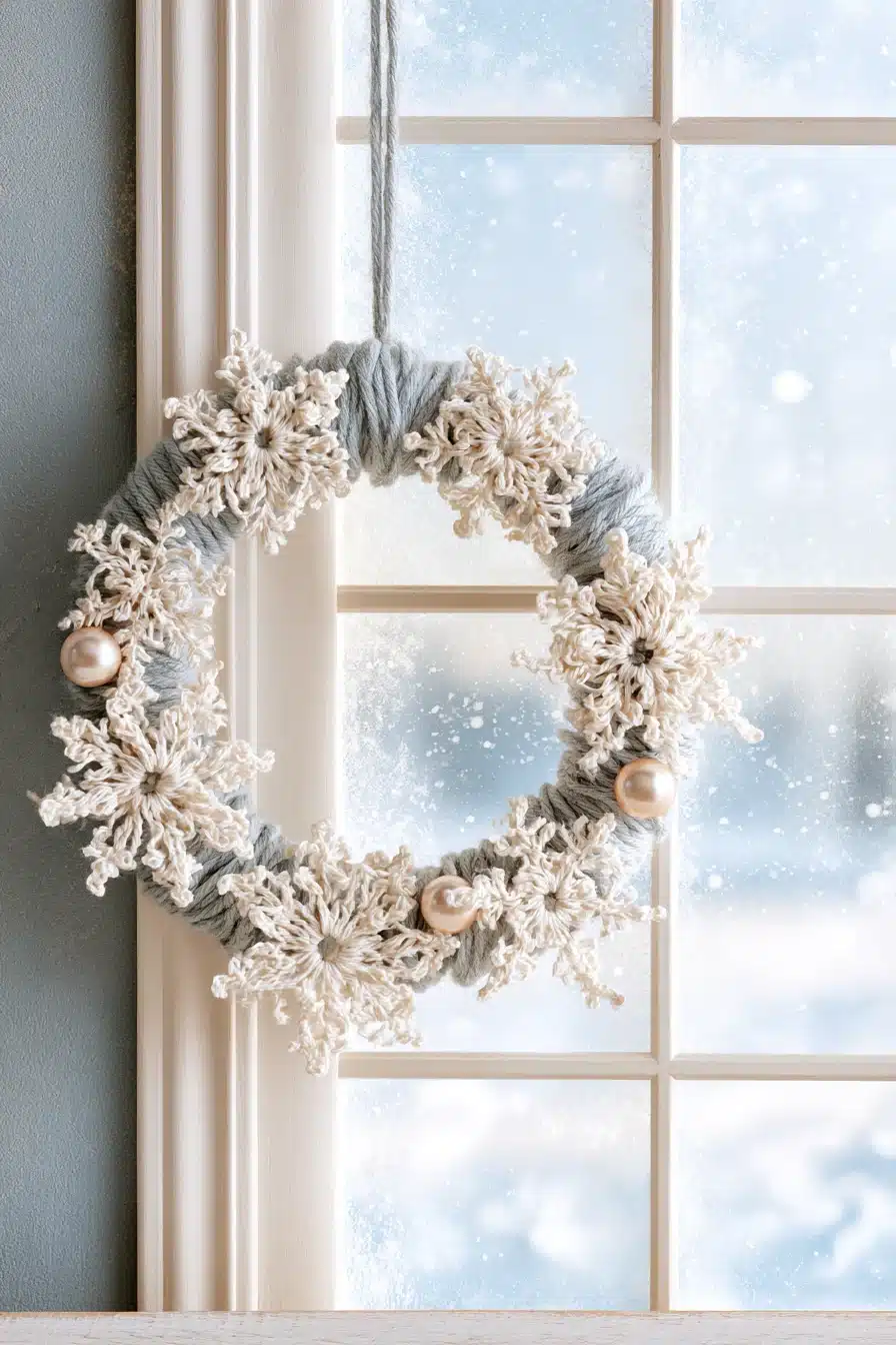 27 Cozy Christmas Yarn Wreaths to Make Your Front Door Feel Festive
