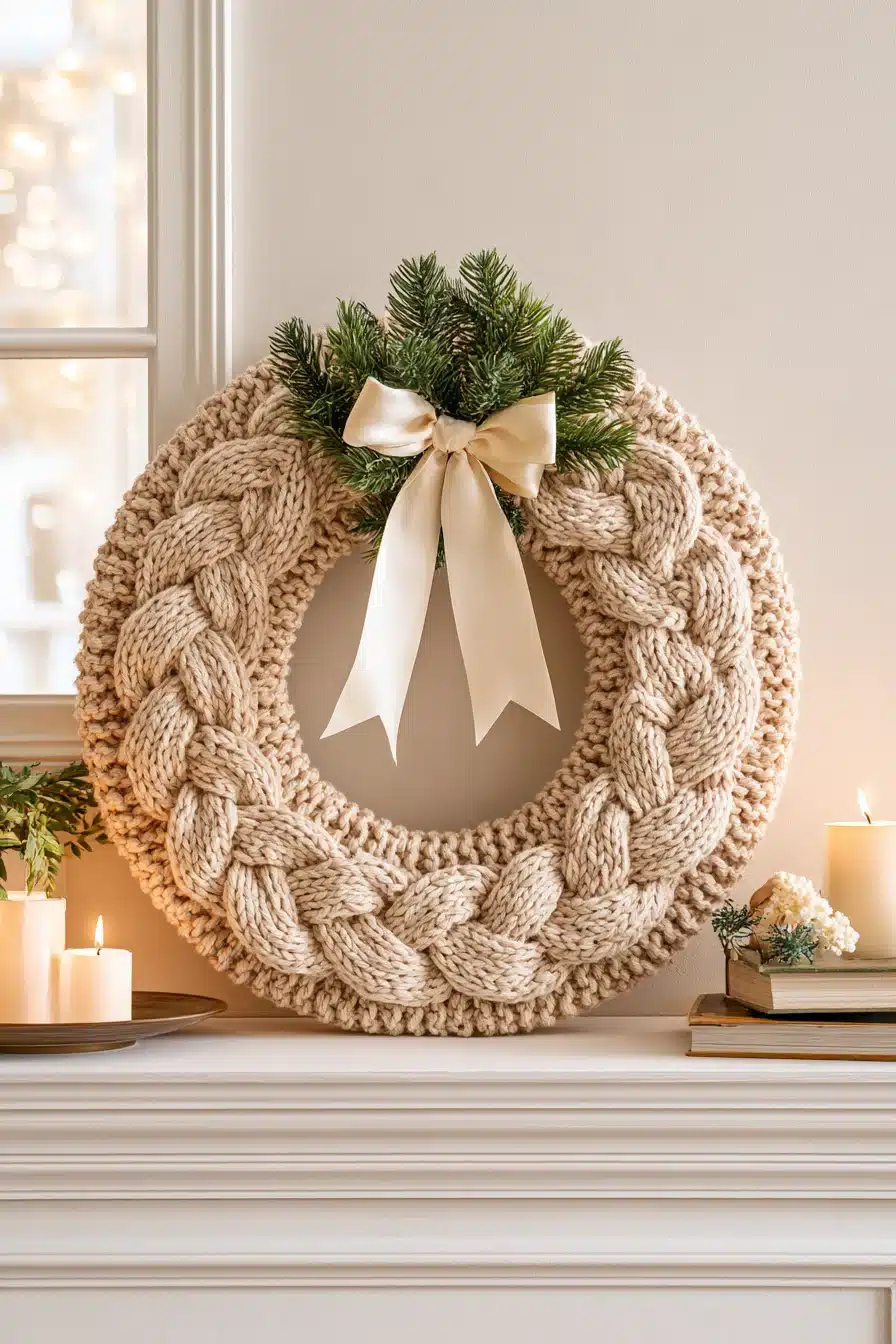 27 Cozy Christmas Yarn Wreaths to Make Your Front Door Feel Festive