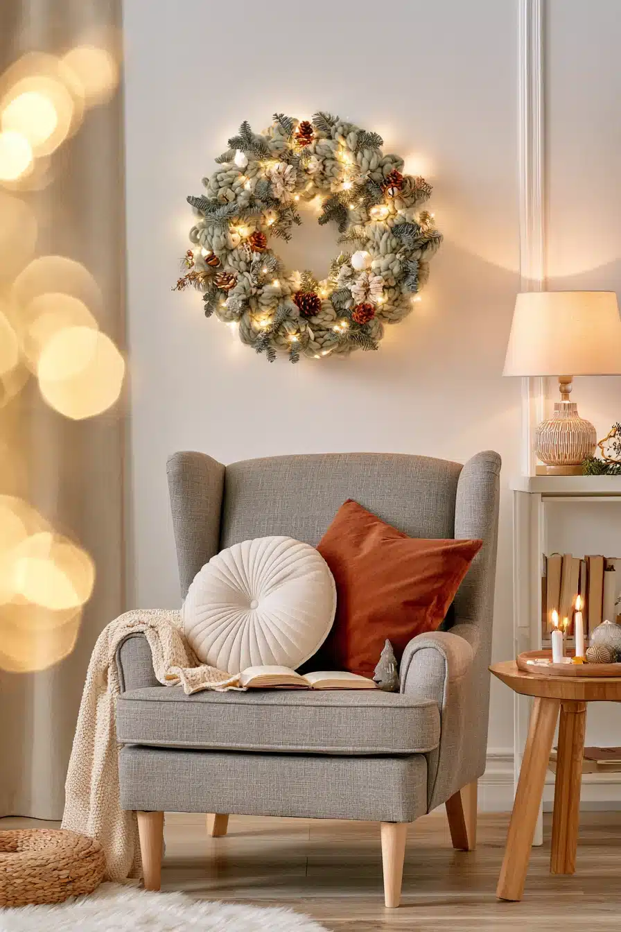 27 Cozy Christmas Yarn Wreaths to Make Your Front Door Feel Festive
