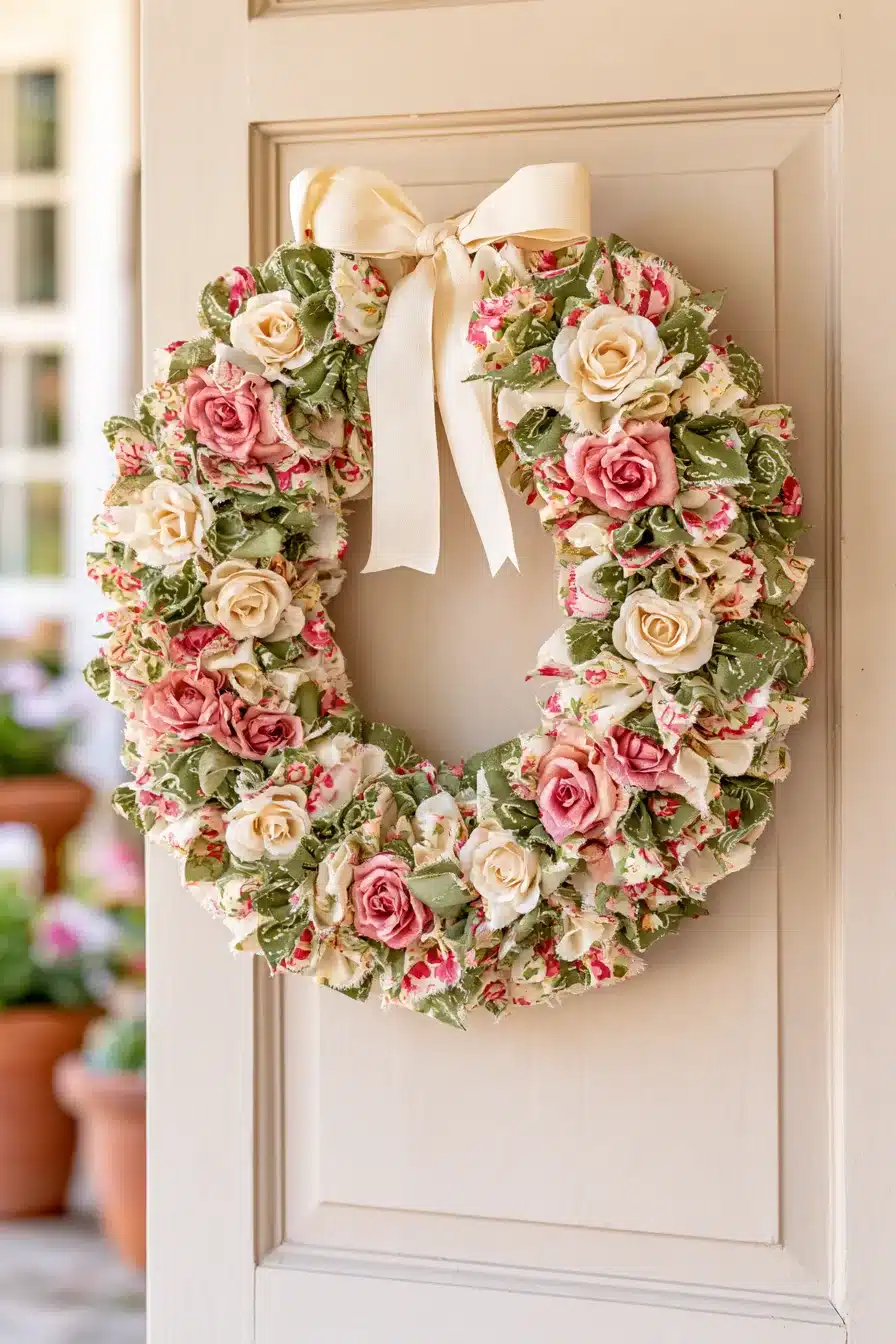 27 Charming Rag Wreaths to Create With Colorful Fabric Scraps