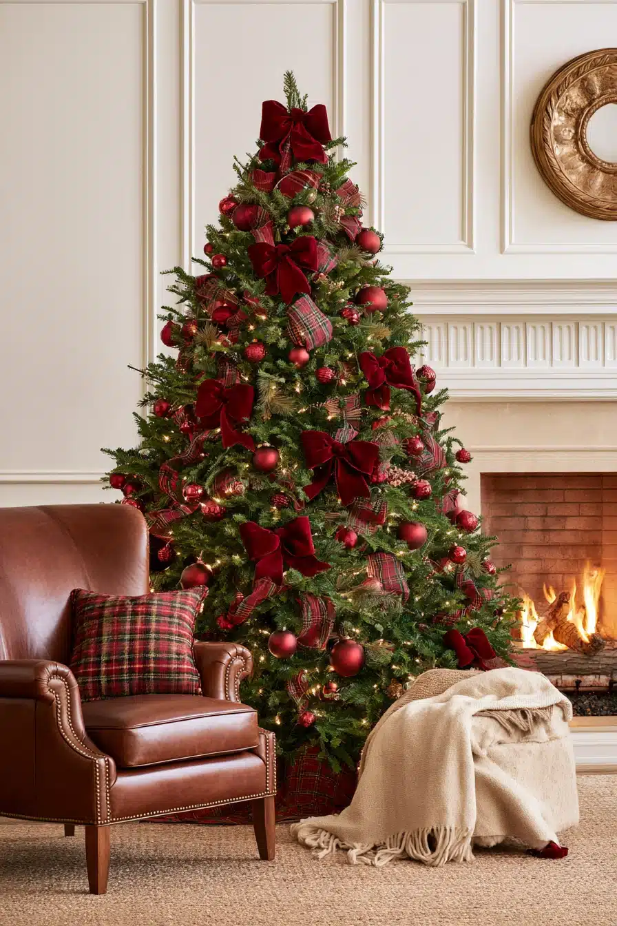 27 Elegant Burgundy Christmas Tree Ideas for a Cozy Holiday Home