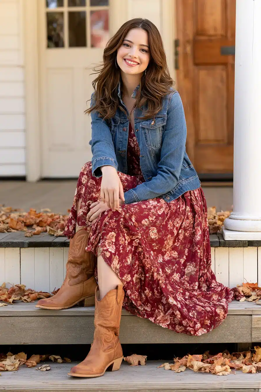 27 Cute Western Fall Outfits With Boots Denim and Cozy Layers